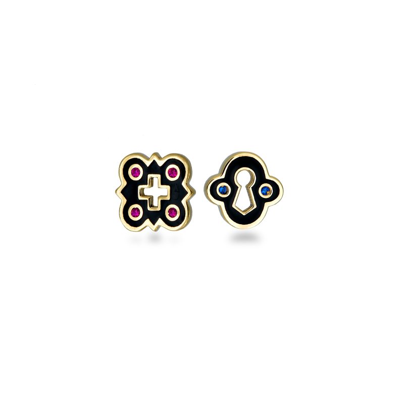 Unlocked Gold Petite Earrings Black_1