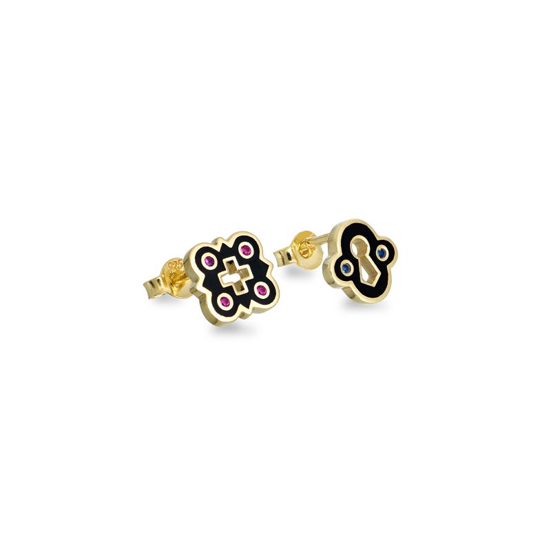 Unlocked Gold Petite Earrings Black