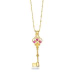 Unlocked - Key Necklace-ruby red